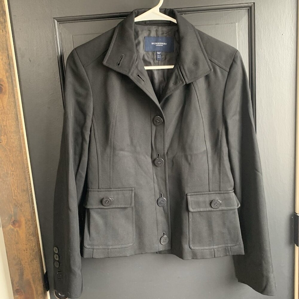 Burberry London 100% Wool Single Breasted Jacket Black Size 8 Black - Picture 2 of 14